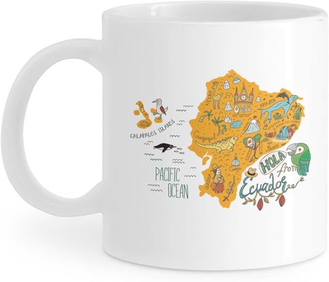 Coffee Mugs Ceramic Latte Mug with Handle Map Print 11 OZ for Men Women for Latte Cappuccino Cocoa Milk Dishwasher & Microwave Safe