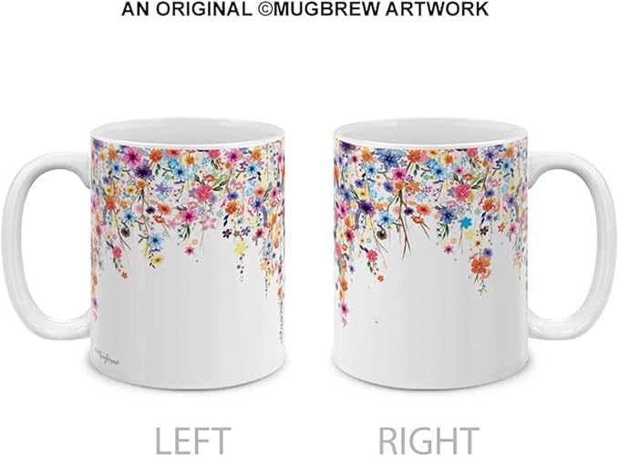 MUGBREW Watercolor Flower Purple Ceramic Coffee Mug Tea Cup, 11 OZ