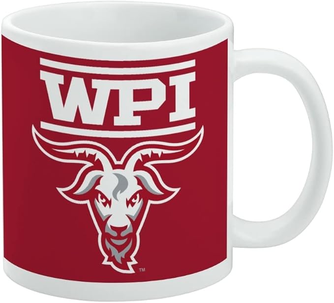 Worcester Poly Primary Logo Ceramic Coffee Mug, Novelty Gift Mugs for Coffee, Tea and Hot Drinks, 11oz, White