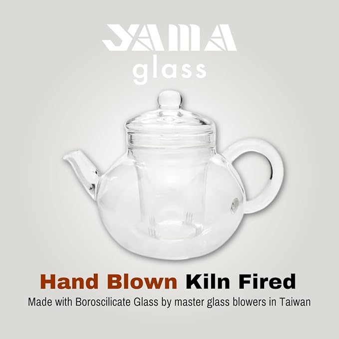 Yama Blooming Teapot 32 Oz, Borosilicate Glass Teapot with Glass Infuser - Yama Glass, Hand Crafted in Taiwan
