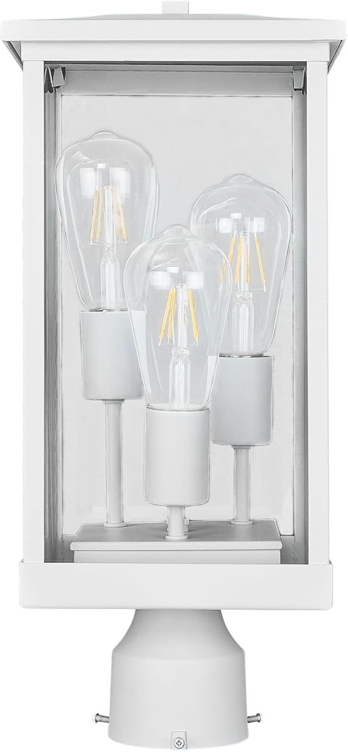 Mayfield Outdoor Post Top Light with 3-Inch Pier Base Mount Fitter, White – Design House, 590281