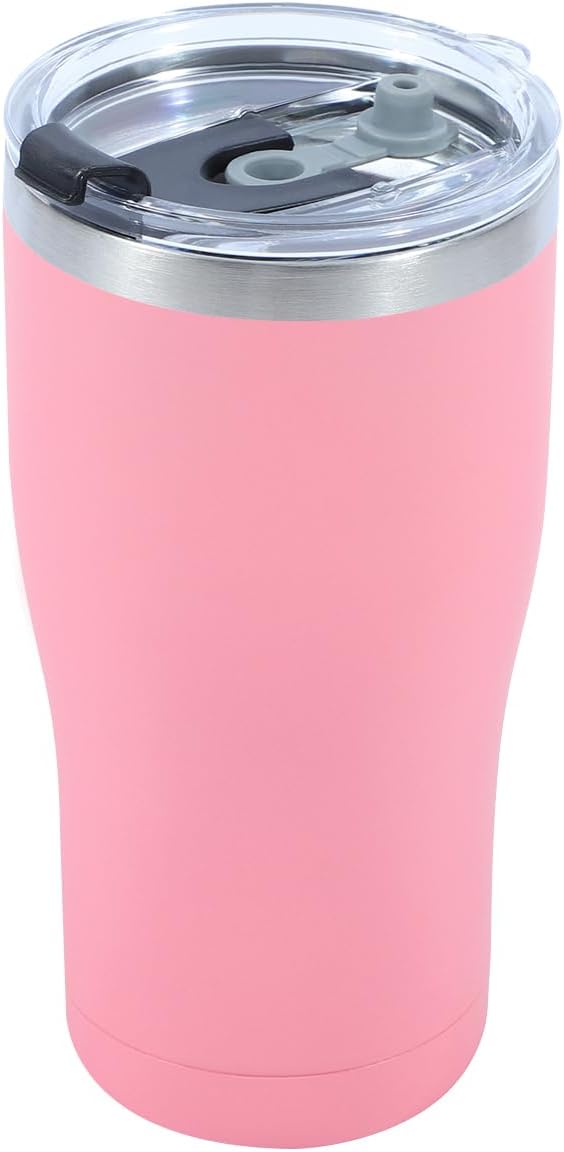 Dongni 20oz Tumbler with Lid Stainless Steel Tumblers Bulk, Double Wall Vacuum Insulated Coffee Travel Mug Powder Coated Tumbler（Pink 1 pack）