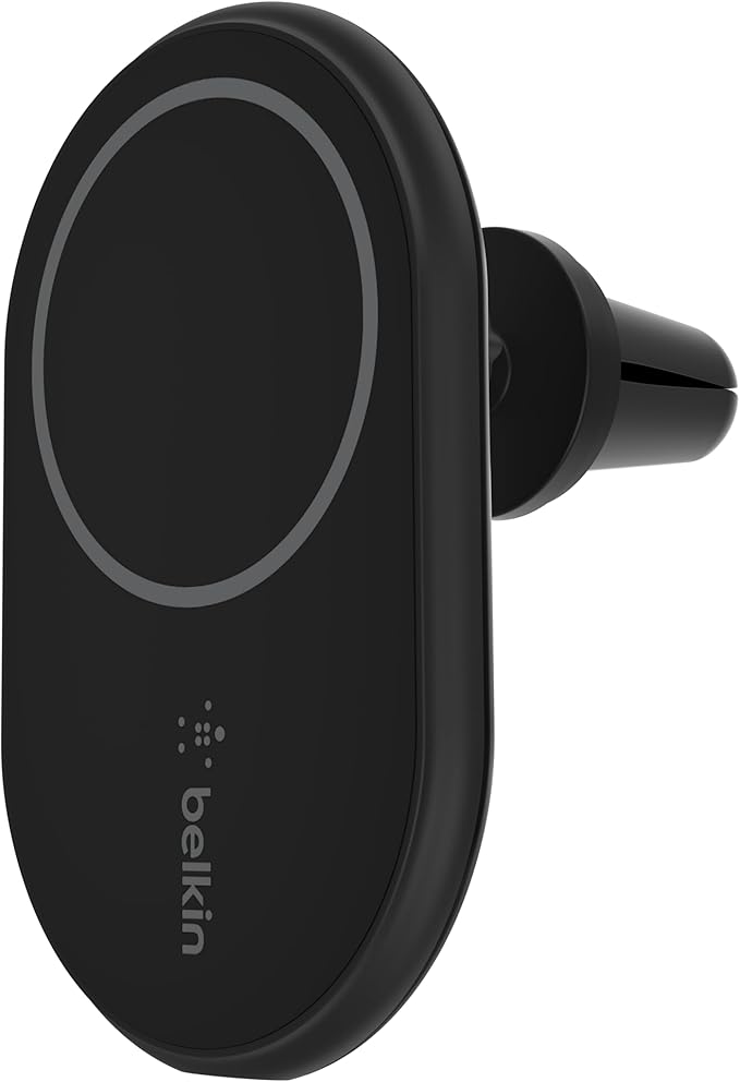 Belkin MagSafe-Compatible Magnetic Wireless Car Charger 10W - Wireless Charger, Magnetic Car Vent Phone Mount for iPhone 17, iPhone 16, 15, & 14 Series, Pixel 10 (Power Supply Included) - Black