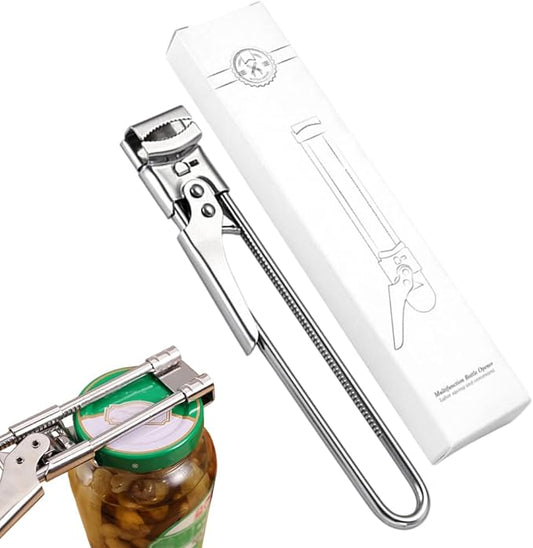 Adjustable Stainless Steel Jar Opener, Gripper Tight Lid Opener, 2025 New Handy Rubber Bottle Jar Opener for Weak Hands, Jar Openers Rated for Seniors, Kitchen Gadgets (1pc, 19.5cm/7.67inch)
