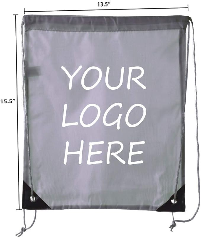 Mato & Hash Custom Bags With Your Logo | 100PK Promotional Drawstring Backpack - 100PK Grey CE2500