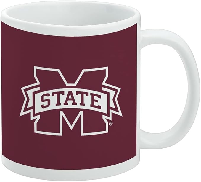 Mississippi State Logo Ceramic Coffee Mug, Novelty Gift Mugs for Coffee, Tea and Hot Drinks, 11oz, White