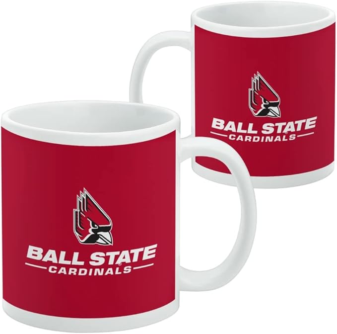 Ball State Primary Logo Ceramic Coffee Mug, Novelty Gift Mugs for Coffee, Tea and Hot Drinks, 11oz, White