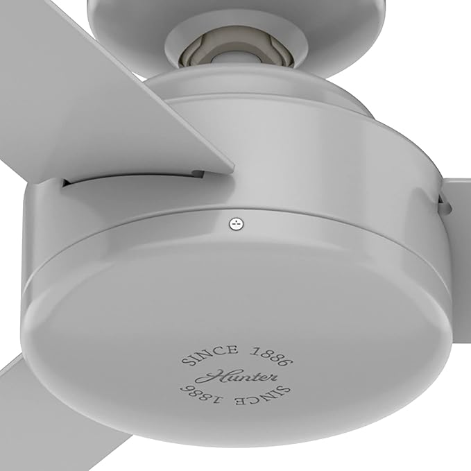 Hunter 52 inch Indoor Ceiling Fan No Light - Modern Ceiling Fan without Light, 3 Blades, Standard Mount, For Bedroom, Living Room, or Kitchen, Wall Control - Presto 52383, Dove Grey