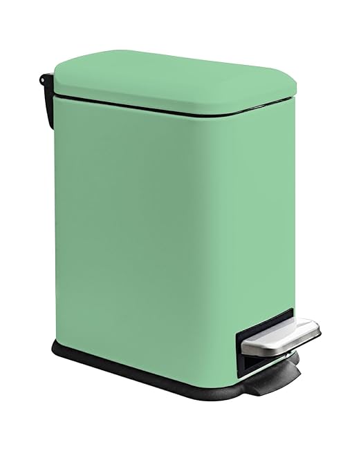 Green Trash Can, 1.3 Gallon Bathroom Trash Can with Lid, Stainless Steel Pedal Trash Bin Removal Inner Bucket, Small Grabage Can for Bathroom,Bedroom,Home Office