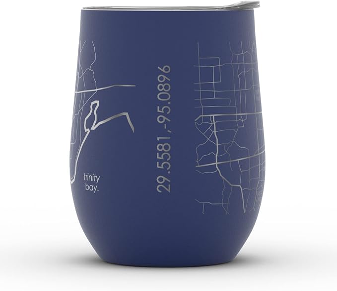 Well Told Engraved Houston Texas Map Insulated Wine Tumbler, Etched Stainless Steel Cup (12 oz, Midnight Blue) City Map Insulated Tumbler, Custom Insulated Tumbler, Outdoor Drinkware