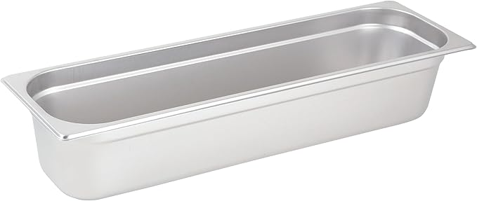 Winco Half Size (Long) 4" Deep Metal Food Pan/Steam Table Pan, Anti-Jam, 22 Gauge