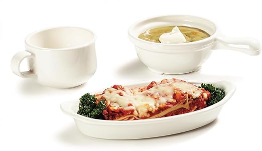 Carlisle FoodService Products Plastic Soup Bowl with Handle for Kitchens, Restaurants, and Catering, Polycarbonate, 12 Ounces, White, (Pack of 24)