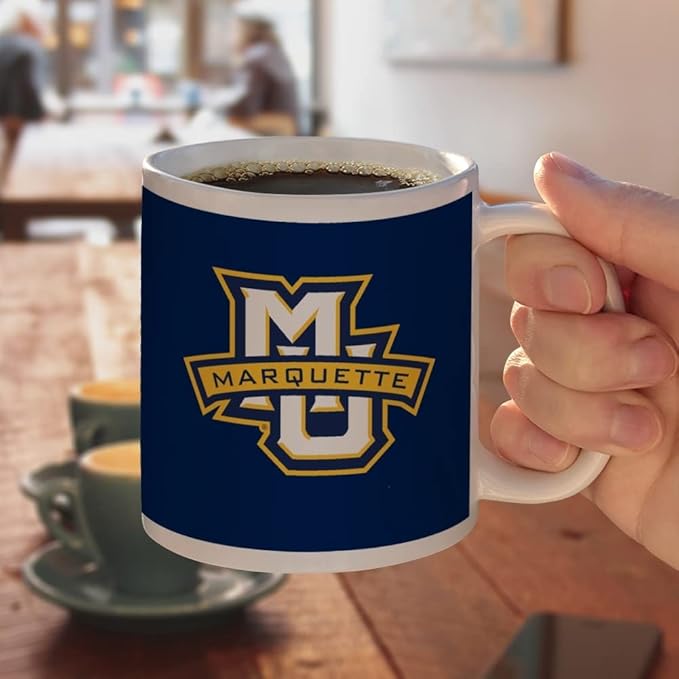 Marquette University Primary Logo Ceramic Coffee Mug, Novelty Gift Mugs for Coffee, Tea and Hot Drinks, 11oz, White