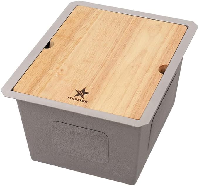 STARSTAR Workstation Ledge Undermount Single Bowl 304 Stainless Steel Kitchen Sink, With Grid, Cutting Board (15 x 19 x 10)