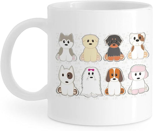 Coffee Mugs Ceramic Latte Mug with Handle Cute Dogs Pattern 11 OZ for Men Women for Latte Cappuccino Cocoa Milk Dishwasher & Microwave Safe