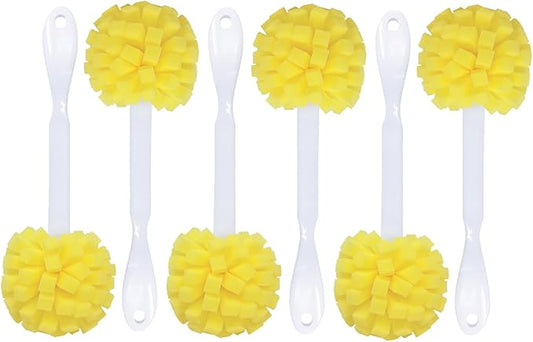 LOLA The Original Flower Shaped Kitchen Foam Sponge Bottle Brush, 6 Pack, No Slip Grip Handle, Dishwasher Safe
