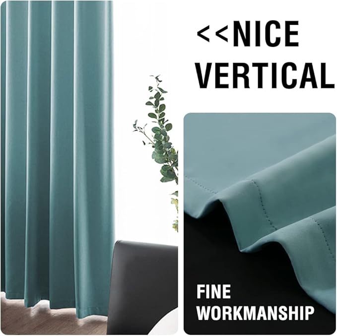 H.VERSAILTEX 100% Blackout Curtains 84 inches Long, Pair of Energy Smart & Noise Blocking Out Drapes with Black Liner for Bedroom, Thermal Insulated Guest Room Lined Window Dressing(Grey Mist)