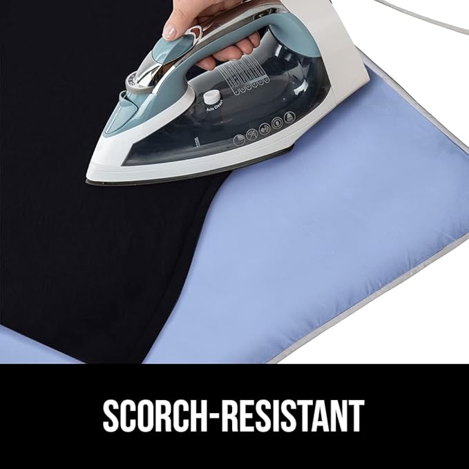 GORILLA GRIP Ironing Mat, Portable Iron Pad, Magnetic Cover for Top of Laundry Washer, Dryer, Table Top, Countertop Blanket, Silicone Coating and Scorch Resistant, Travel Size 28x24, Blue