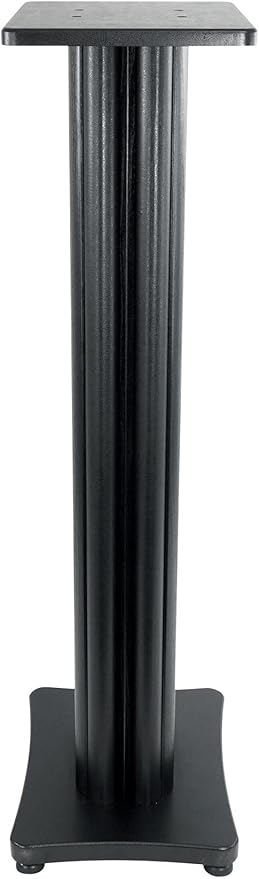 Rockville SS36B Pair Premium 36" Home Speaker Stands, 100Lbs Capacity, Black Wood Grain, Dual Top Platforms, Brass and Rubber Spikes, Isolation Pads, for Bookshelf and Surround Sound Speakers