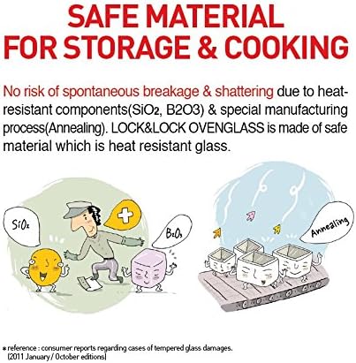 LOCK & LOCK Purely Better Glass Food Storage Container with Steam Vent Lid, Round-32 oz, Clear