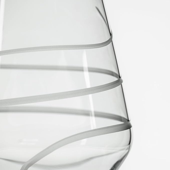 Rolf Glass Twist Stemless Wine Tumbler 18 ounce | Proudly Made in the USA | Stemless Wine Glasses | Lead-Free Glass | Etched Tumbler Glasses (Set of 4)