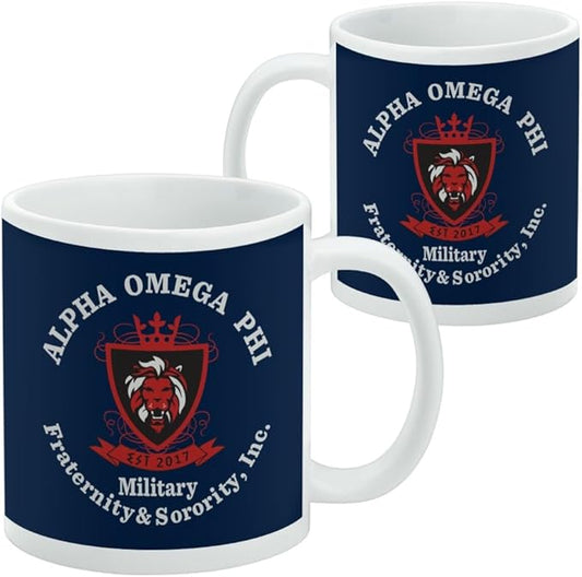 Alpha Omega Phi Sorority Primary Logo Ceramic Coffee Mug, Novelty Gift Mugs for Coffee, Tea and Hot Drinks, 11oz, White