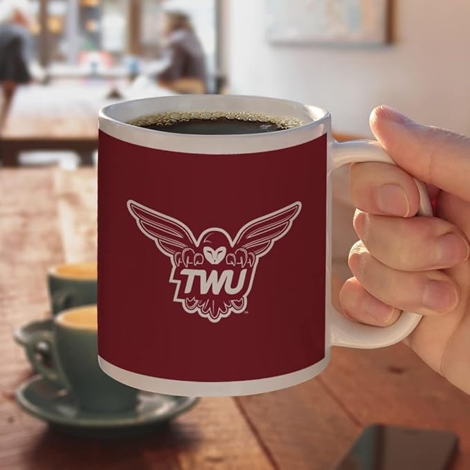 Texas Woman's Unviversity Primary Logo Ceramic Coffee Mug, Novelty Gift Mugs for Coffee, Tea and Hot Drinks, 11oz, White