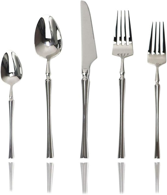 JASHII 20-piece 18/10 Stainless Steel Silver Flatware/Cutlery/Tableware Set Service for 4 Person, Include Knife/Fork/Spoon, Mirror Polished (Silver)