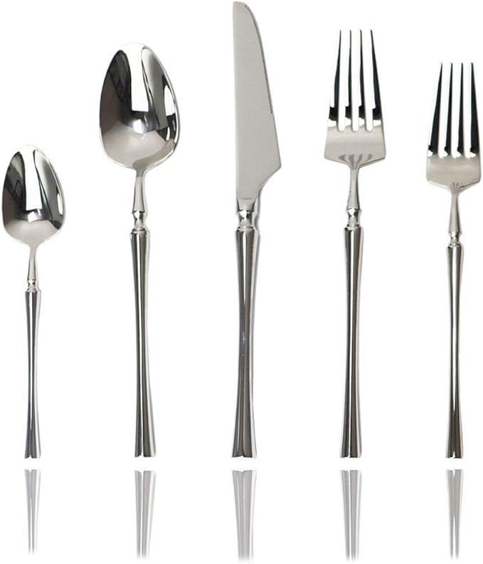 JASHII 18/10 Stainless Steel Silver Flatware/Cutlery/Tableware Set Service for 1 Person, Include Knife/Fork/Spoon, Mirror Polished (Silver)