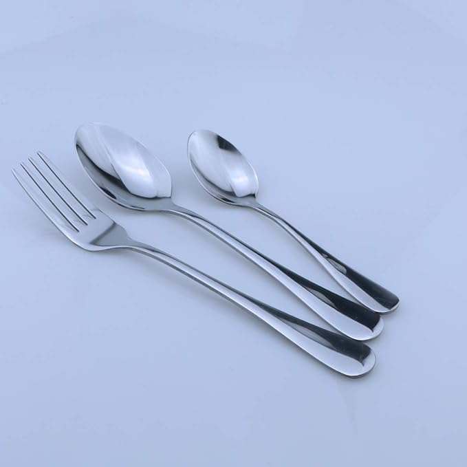 Gugrida Silver Reusable Utensils with Case, Healthy & Eco-Friendly 8 Pieces Portable Stainless Steel Flatware Tableware Dinnerware Set, Portable Travel Camping Cutlery Knife Fork Spoon Straws Set