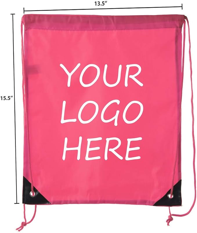 Mato & Hash Custom Bags With Your Logo | 50PK Promotional Drawstring Backpack - 50PK Pink CE2500