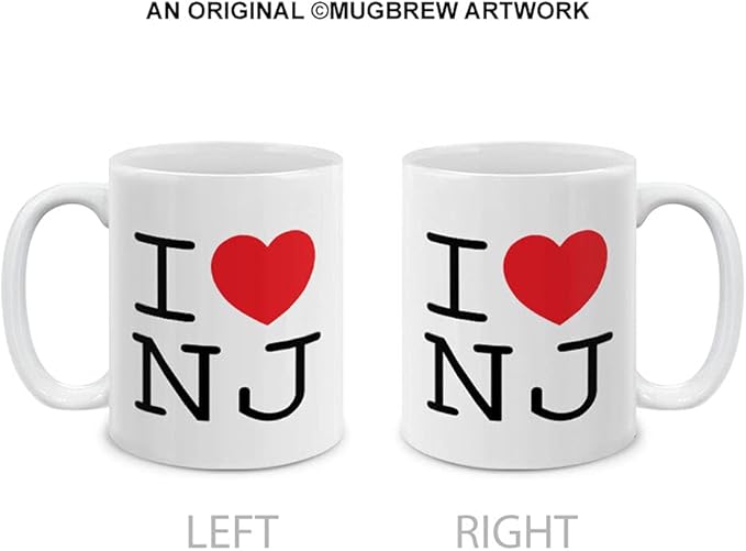 MUGBREW I Love NJ New Jersey Ceramic Coffee Mug Tea Cup, 11 OZ