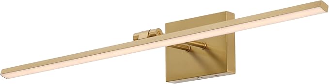 JONATHAN Y JYL7163A Santino 28" Modern Minimalist Swivel Integrated Dimmable LED Rechargeable Picture Light with Touch Sensor for Bedroom, Living Room, Kitchen, Office, Brass Gold
