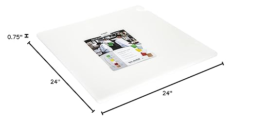 San Jamar CB242434WH Cut-N-Carry Co-Polymer Cutting Board, 24" Length x 24" Width x 3/4" Thick, White
