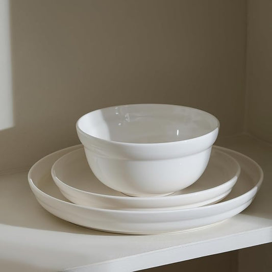 Stone Lain Virtuo 24-Piece Dinnerware Set Porcelain, White