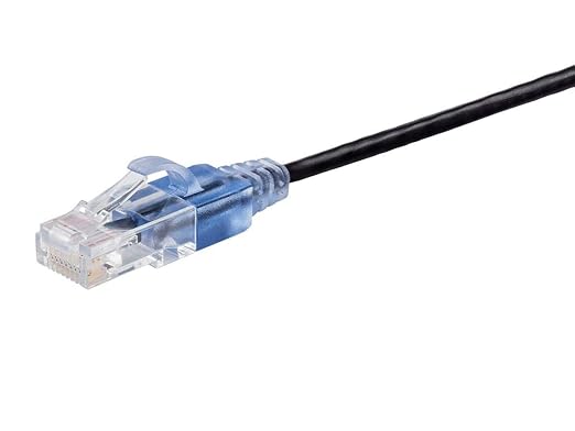 Monoprice Cat6A Ethernet Patch Cable - Snagless RJ45, 550Mhz, 10G, UTP, Pure Bare Copper Wire, 30AWG, 5-Pack, 1 Feet, Black - SlimRun Series