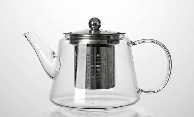25oz (750ml) Borosilicate Glass Teapot with Removable Stainless Steel Infuser with Gift Box – Heat Resistant Clear Tea Pot for Loose Leaf, Herbal & Blooming Tea – Stovetop, Microwave & Dishwasher Safe
