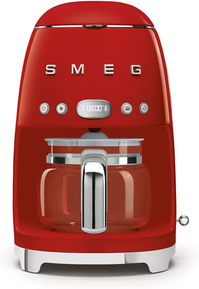 Smeg Retro Drip Coffee Machine and 2-Slice Toaster Bundle… (Red)