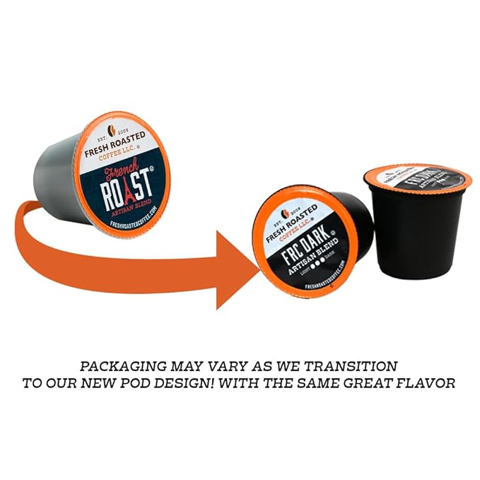 Fresh Roasted Coffee, Dark Brazil, Med-Dark Roast, 24 Pods for K Cup Brewers