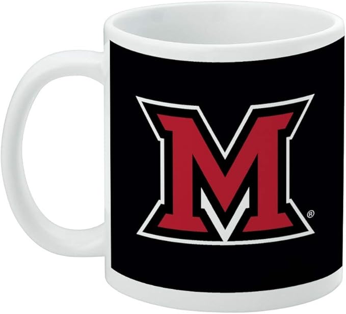 Miami University RedHawks Logo Ceramic Coffee Mug, Novelty Gift Mugs for Coffee, Tea and Hot Drinks, 11oz, White