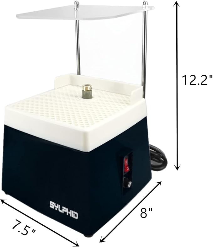 SYLPHID Portable Mini Glass Grinder 110V Stained Grinder Machine for Diamond Ceramic Shell Art DIY, Free 5/8'' Grinder Bits Included (With Baffle/Black)