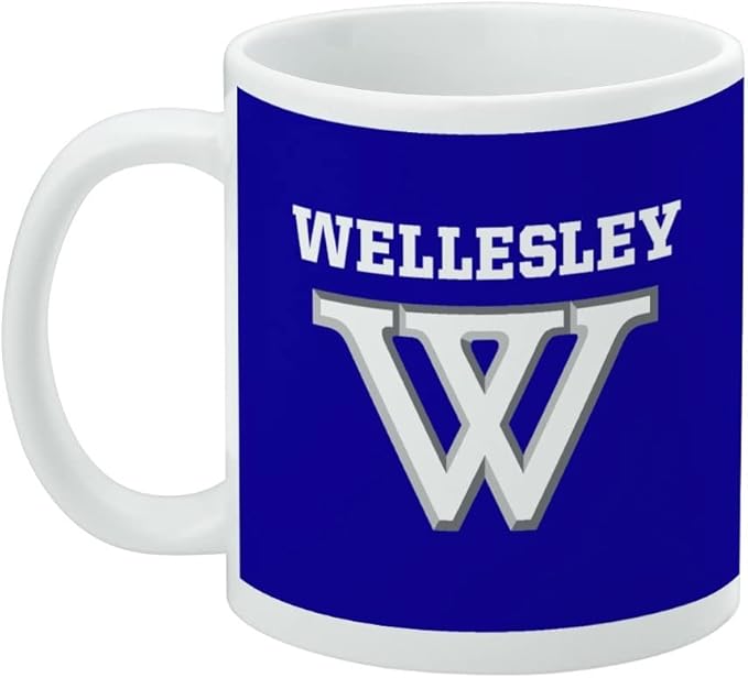 Wellesley College Primary Logo Ceramic Coffee Mug, Novelty Gift Mugs for Coffee, Tea and Hot Drinks, 11oz, White