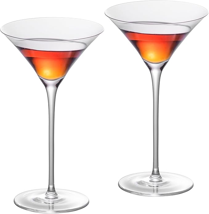 KAMMAK Martini Glasses Set of 2, 4.73 oz Clear Crystal Cocktail Glasses with Stem, Reusable Cocktail Glassware for Wedding Birthday Party, Bar, Margarita, Whiskey, Gin, Tequila, DS1801