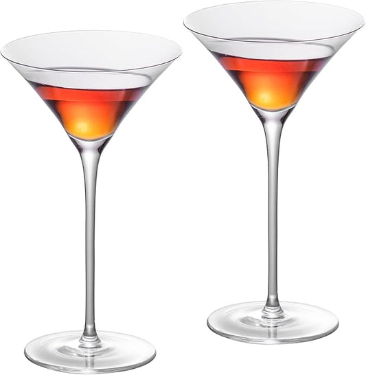 KAMMAK Martini Glasses Set of 2, 4.73 oz Clear Crystal Cocktail Glasses with Stem, Reusable Cocktail Glassware for Wedding Birthday Party, Bar, Margarita, Whiskey, Gin, Tequila, DS1801