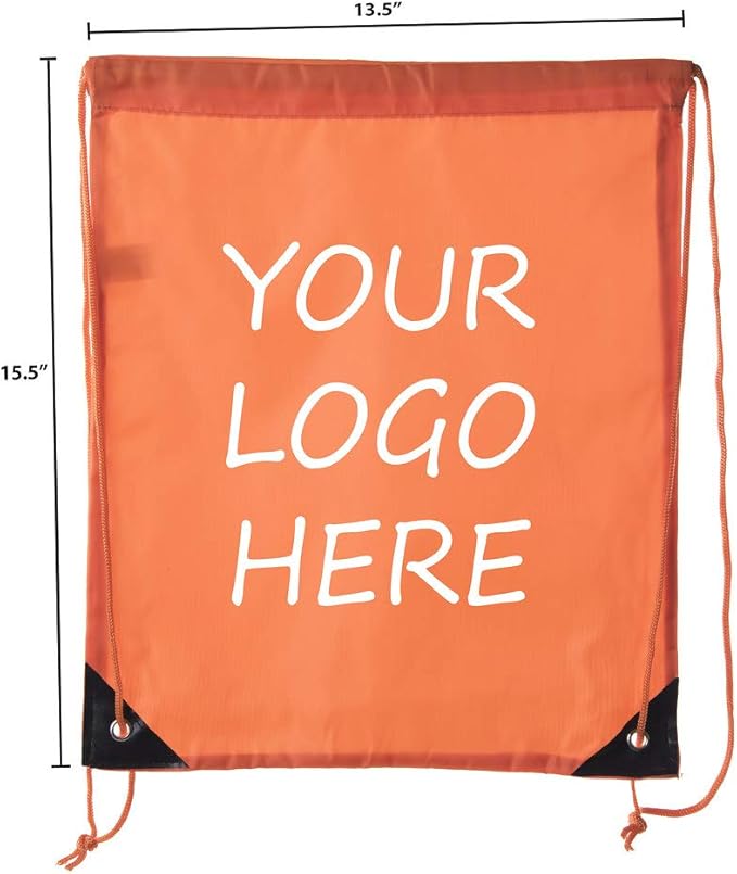 Mato & Hash Custom Bags With Your Logo | 100PK Promotional Drawstring Backpack - 100PK Orange CE2500