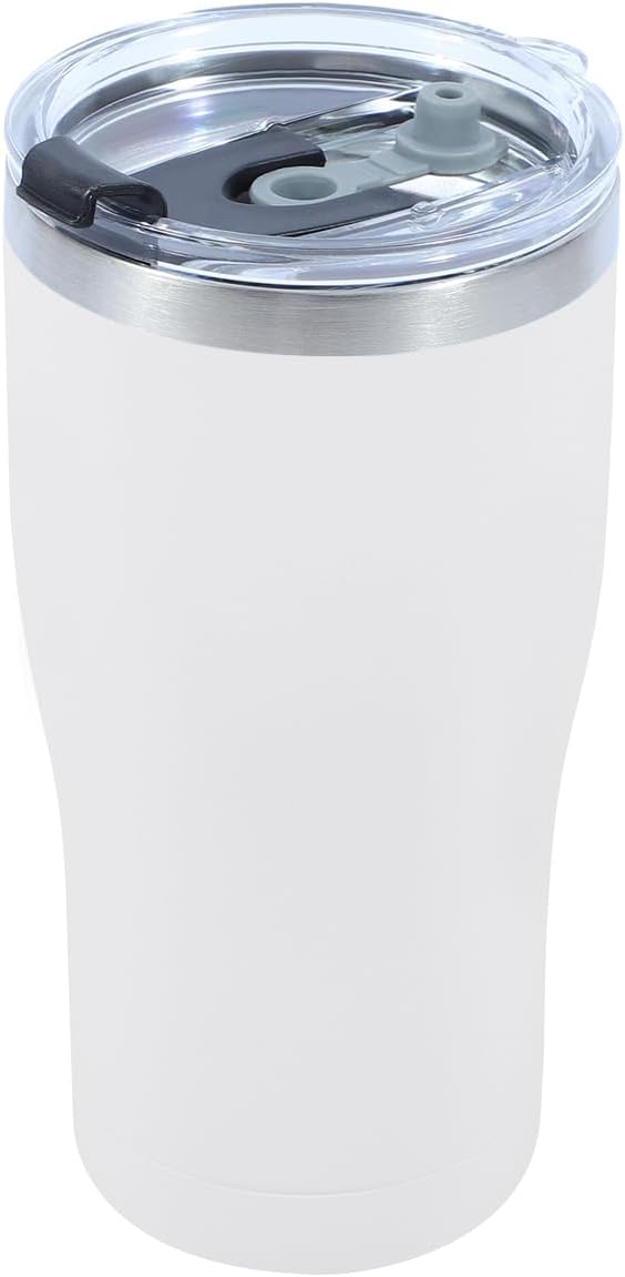 Dongni 20oz Tumbler with Lid Stainless Steel Tumblers Bulk, Double Wall Vacuum Insulated Coffee Travel Mug Powder Coated Tumbler（White 1 pack）