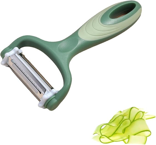 3-in-1 Rotary Vegetable Peeler with 3 Blades - Multi-Function Stainless Steel Peeler & Julienne Slicer - Ergonomic Non-Slip Grip Handle for Potato, Carrot, Fruit, Tomato, Kitchen Gadgets (Green)