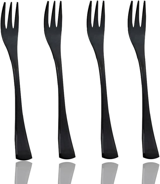 JASHII 18/10 Stainless Steel 4 Piece Mirror Polished Black Cake Fork Pie Fork Black Server Utensil Set 15.1CM