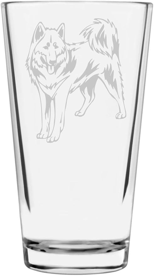 Canadian Eskimo Dog Themed Etched All Purpose 16oz Pint Glass