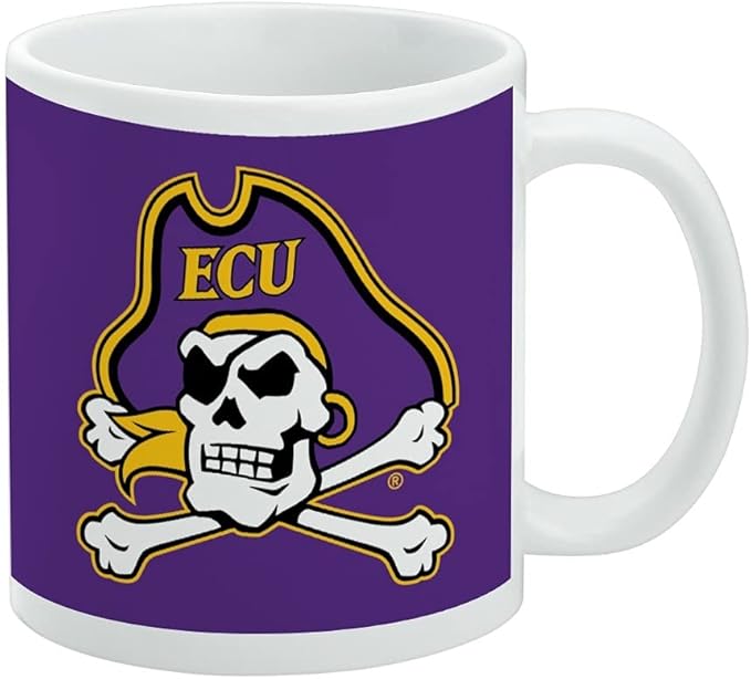 East Carolina Primary Logo Ceramic Coffee Mug, Novelty Gift Mugs for Coffee, Tea and Hot Drinks, 11oz, White